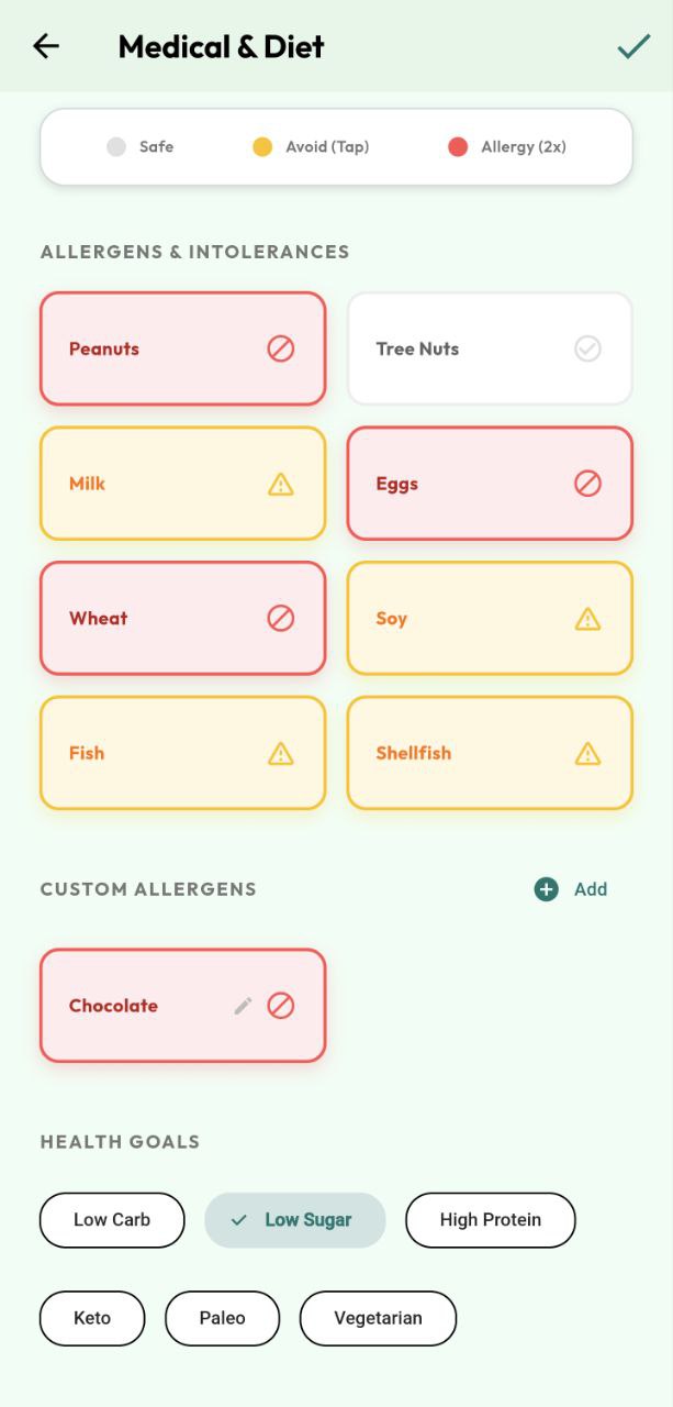 Allergy Safety Feature